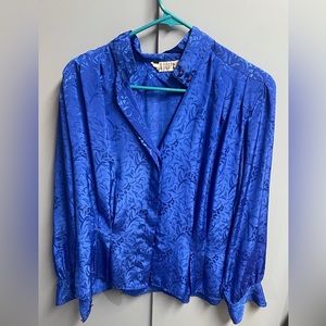 Shiny blue floral design top